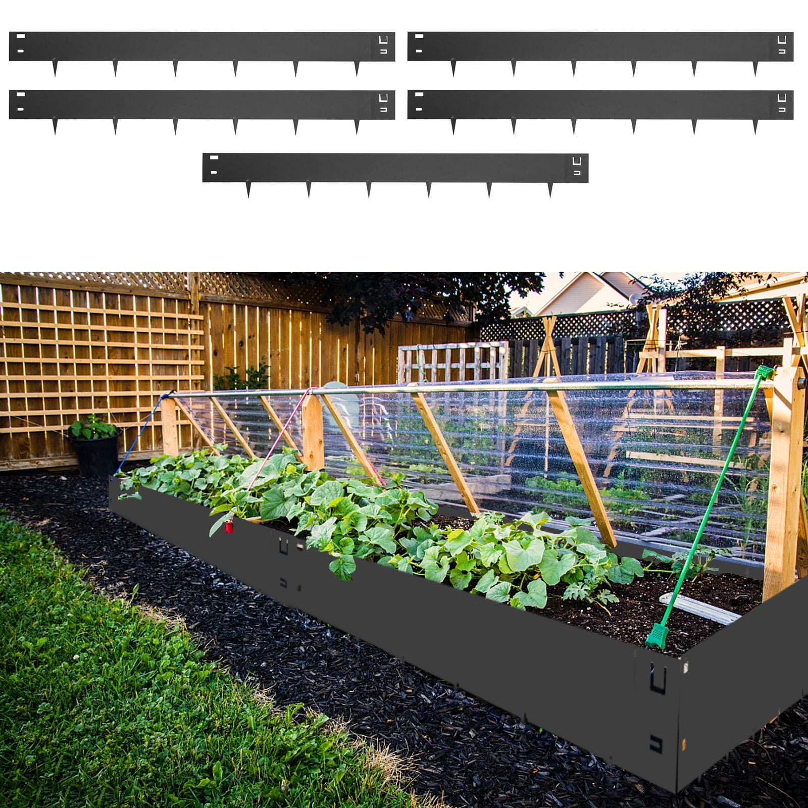 BENTISM Steel Lawn Edging Metal Landscape Edging 5PCS 4"x39" Black Garden Border