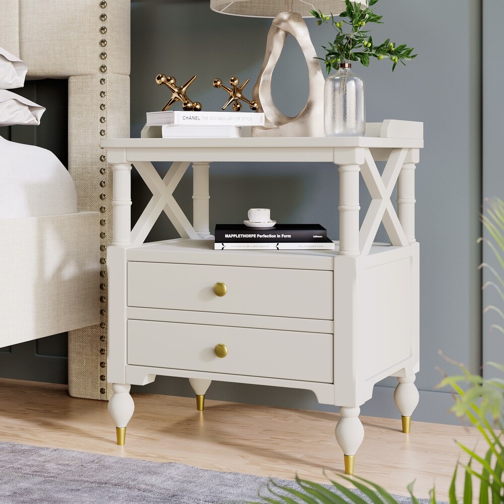 Modern 2 Drawer Nightstand End Table