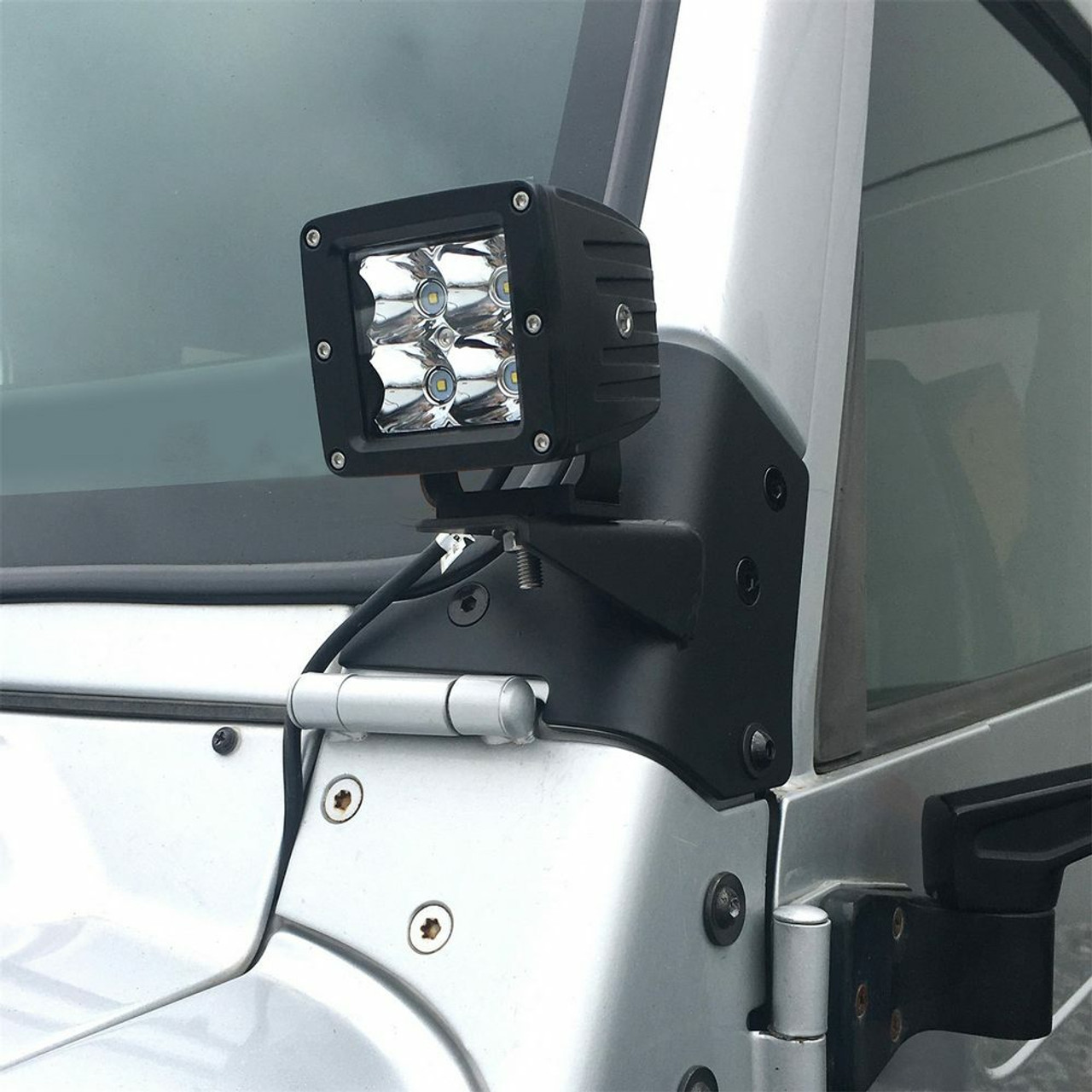 Smittybilt Windshield Hinge Light Bracket  Black Headlight Bracket