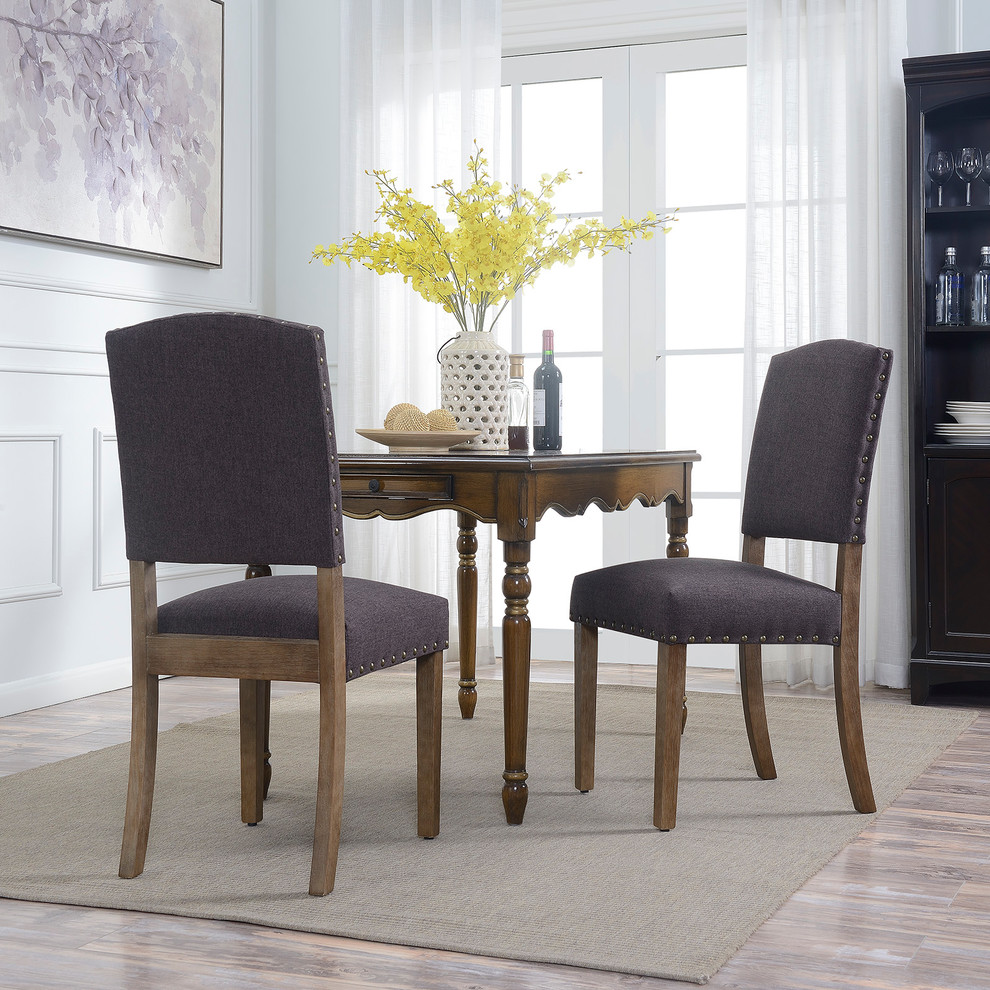 Modern Upholstered Dining Chair  Parsons Set of 2   Transitional   Dining Chairs   by OneBigOutlet  Houzz