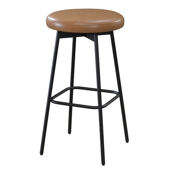 LuXeo Doheny Black Steel Legs Swivel Barstool (Set of 2) - N/A