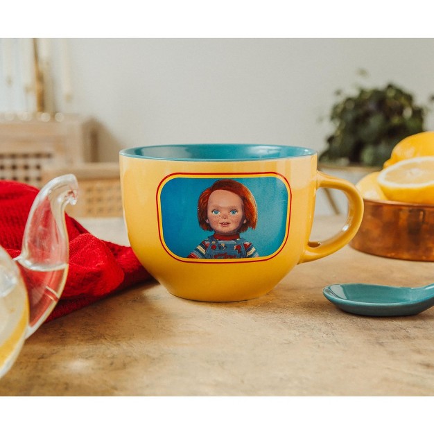 Ceramic Soup Mug With Spoon Holds 24 Ounces