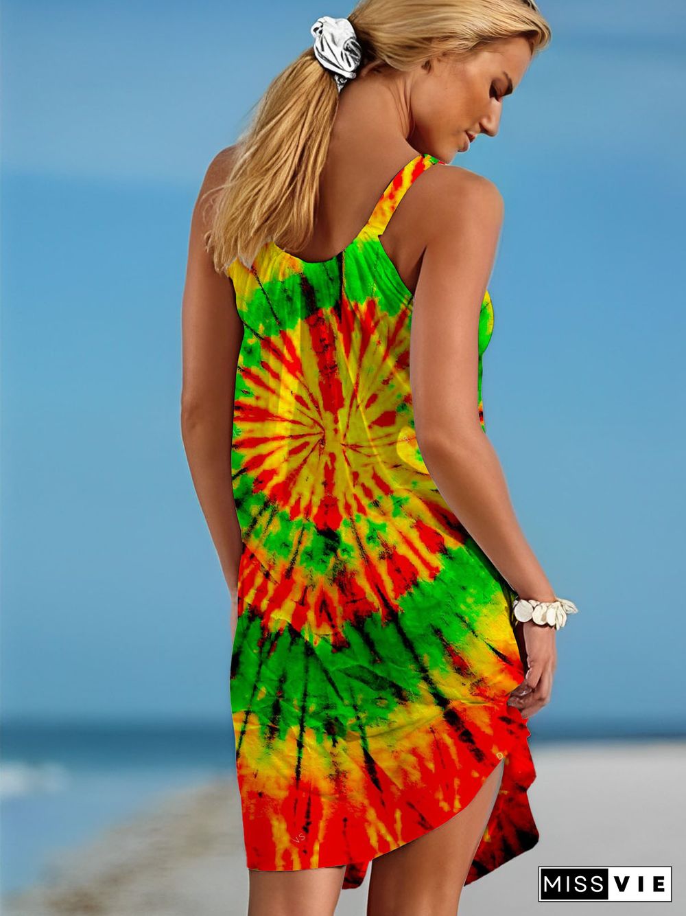 Tie-dye Printed Casual Beach Dress