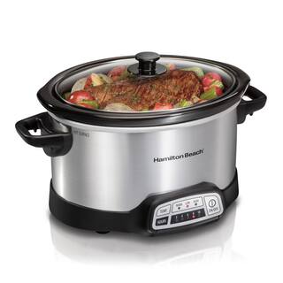 Hamilton Beach 4 Qt. Stainless Steel Slow Cooker with Built in Timer 33443