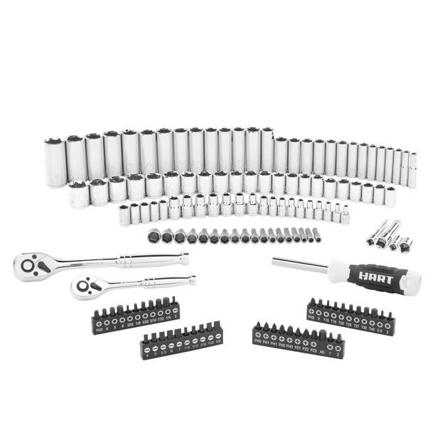 Hart 140-Piece 1/4 and 3/8-inch Mechanics Tool Set， Chrome Finish， HHMTS402