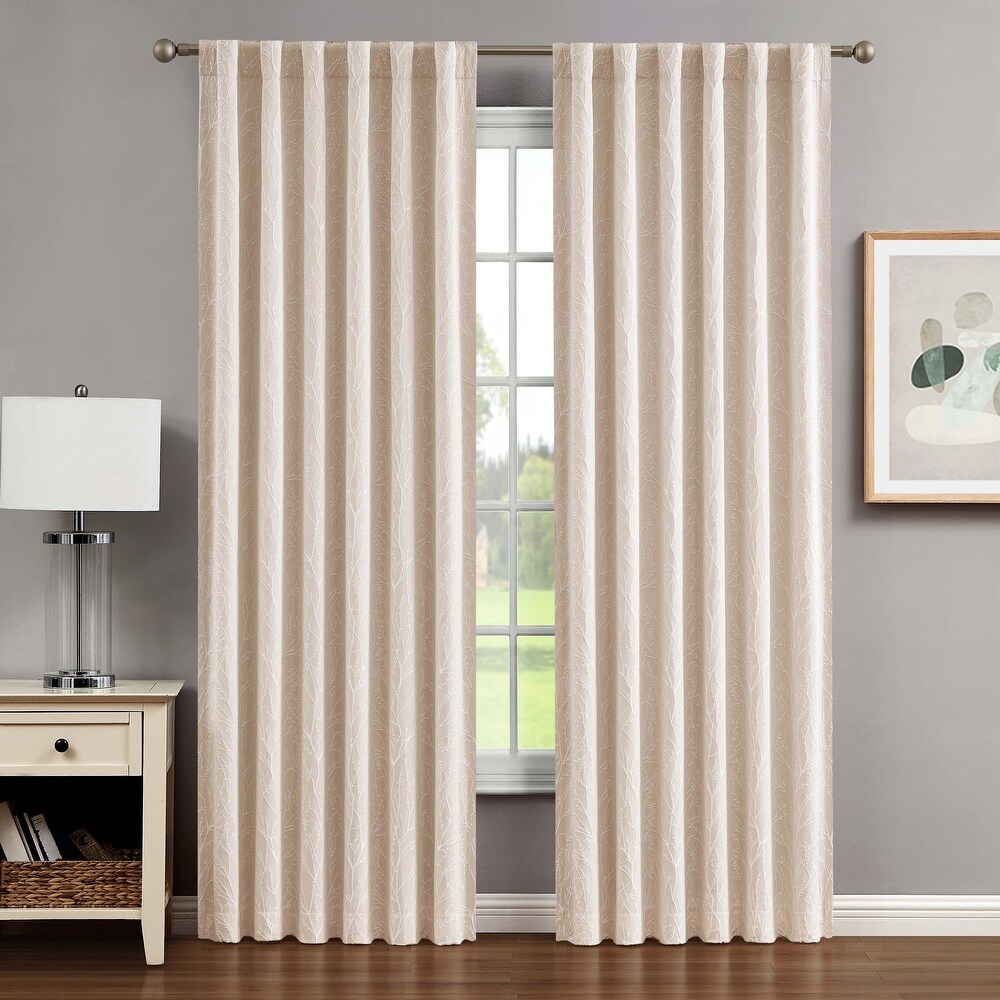 Creative Home Ideas Collins Blackout Window Curtain  Room Darkening  Thermal Insulated  Branch  Back Tab  2 Panels  2 Tiebacks