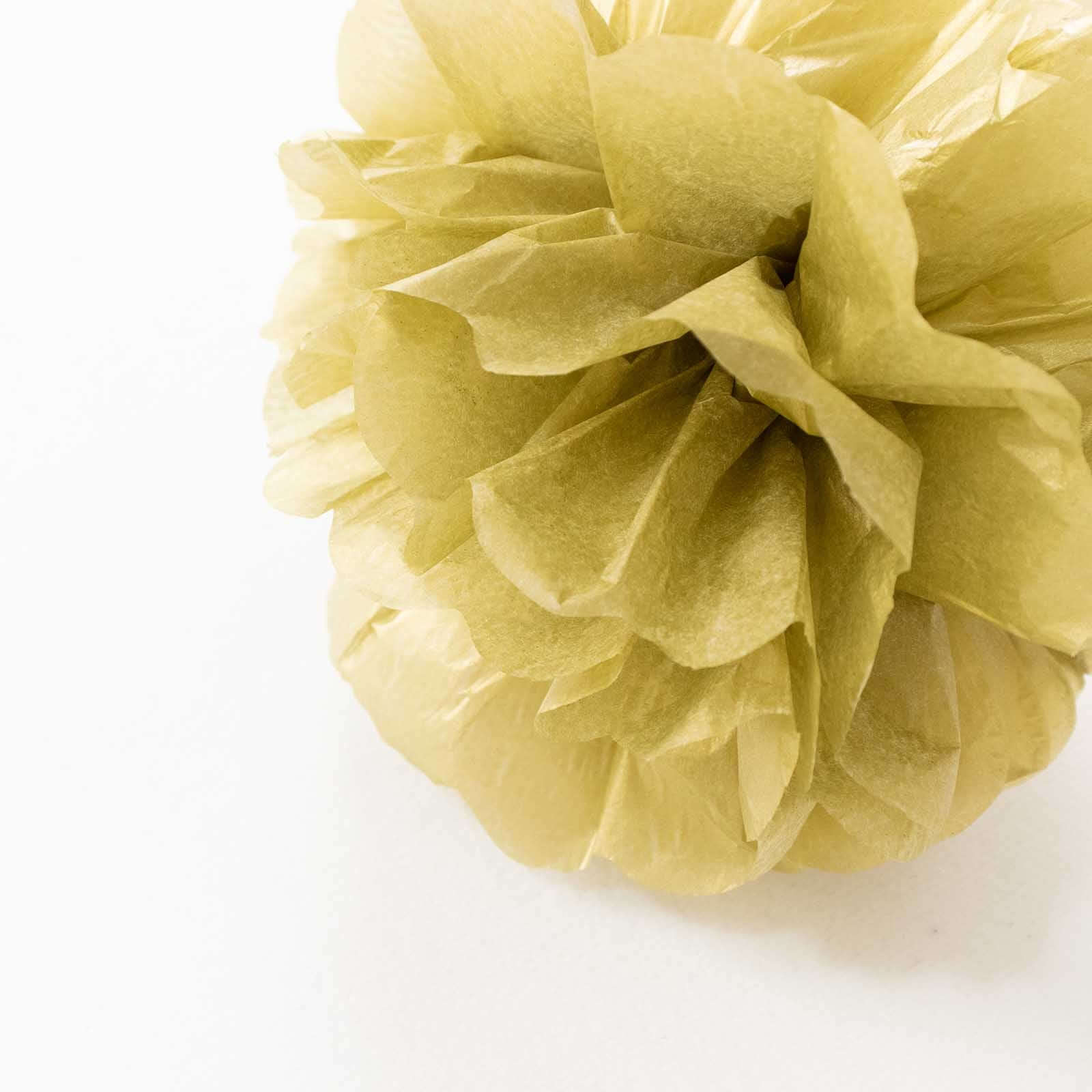 6 Pack Gold Tissue Paper Pom Poms Flower Balls, Ceiling Wall Hanging Decorations 6