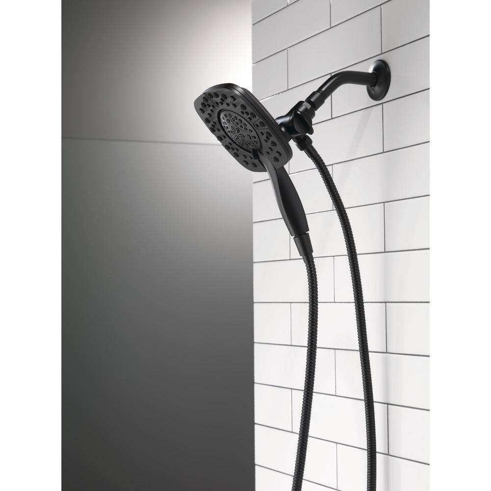 Delta In2ition 4-Spray Patterns 1.75 GPM 6 in. Wall Mount Dual Shower Heads in Matte Black 58498-BL