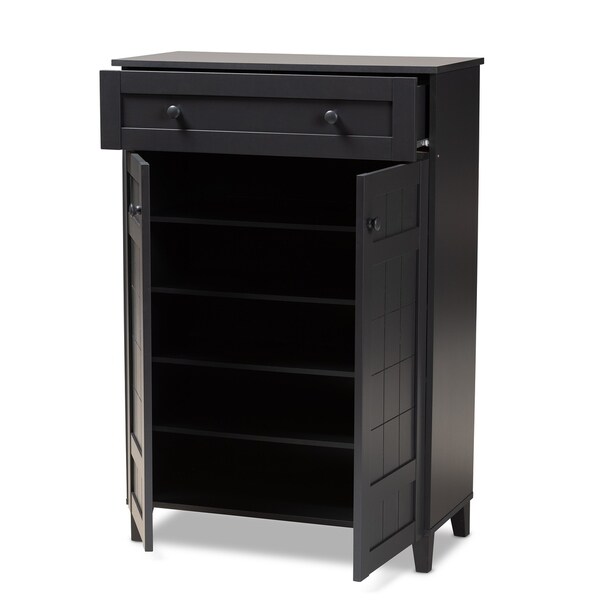 Copper Grove Bergzabern Dark Grey Wood 5-shelf Shoe Storage Cabinet with Drawer - - 28046192