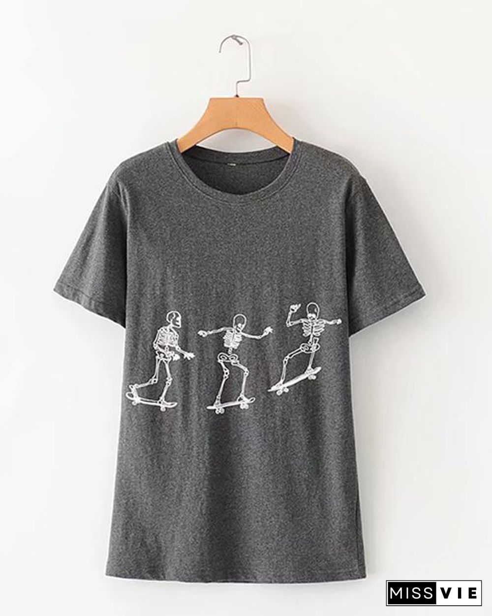 Round Neck Short Sleeve Casual Tee