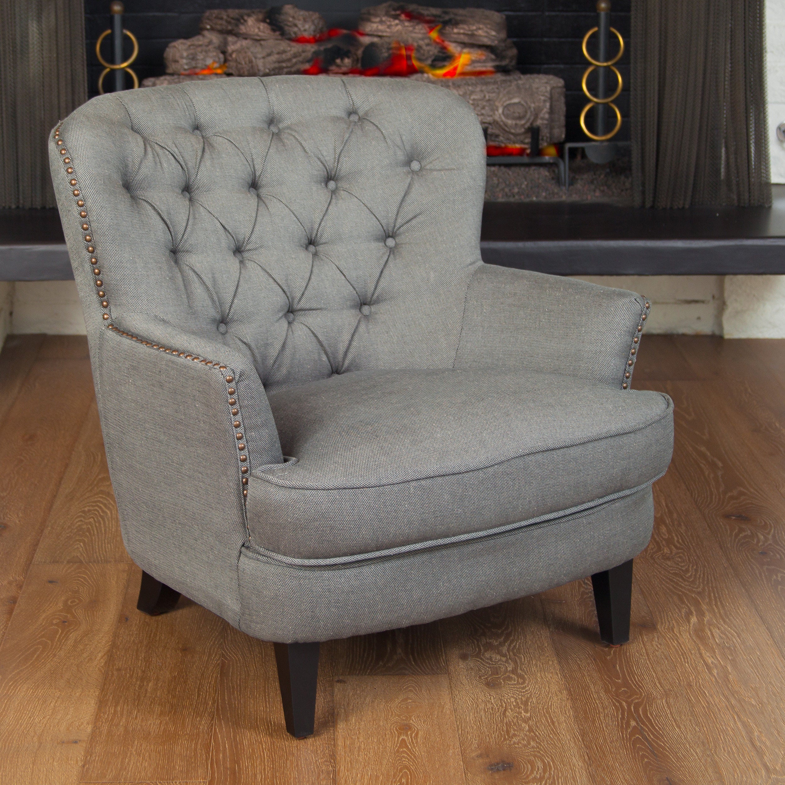 Alfred Button Tufted Fabric Club Chair