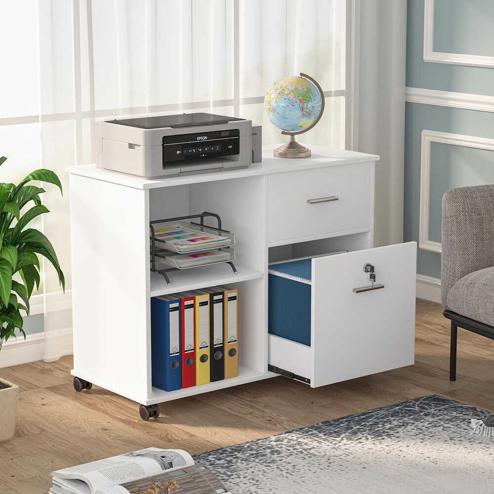 Mobile File Cabinet with Drawer and Lock  Letter Size