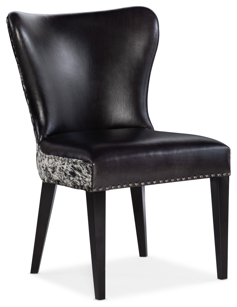 Hooker Furniture Kale Leather Accent Chair with Salt  ampPepper HOH in Black   Contemporary   Dining Chairs   by Hooker Furniture  Houzz