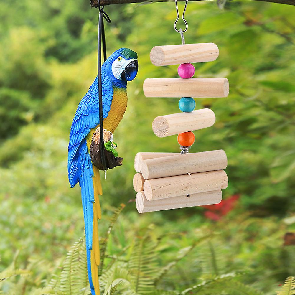 Pet Bird Parrot Rabbit Chew Toy Wooden Hanging Climbing Ladder Swing (s)