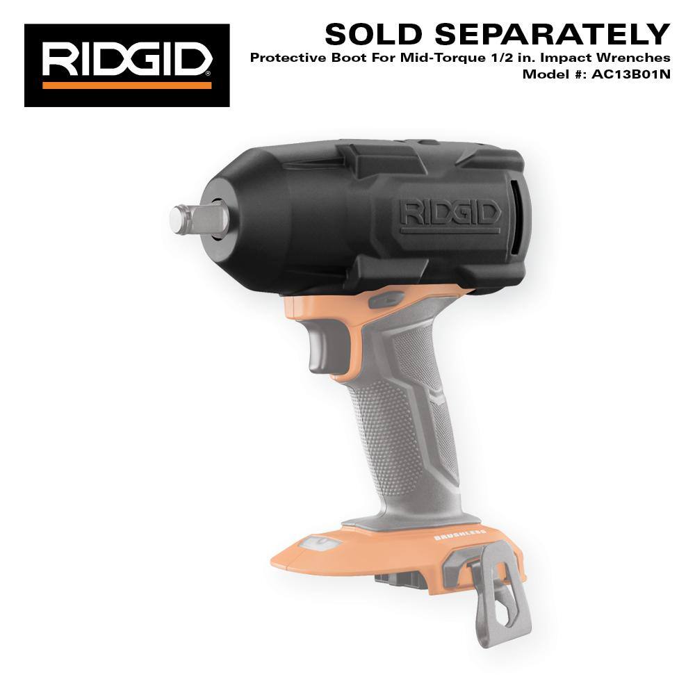 RIDGID 18V Brushless Cordless 2-Tool Combo Kit with Mid-Torque Impact Wrench with Friction Ring and Angle Grinder (Tools Only) R86012B-R86047B