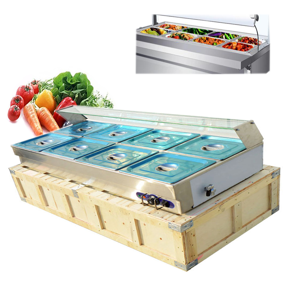 TECHTONGDA Buffet Food Warmer Stainless Steel Bain Marie Buffet Countertop 8 Pan Electric Steam Heater 6