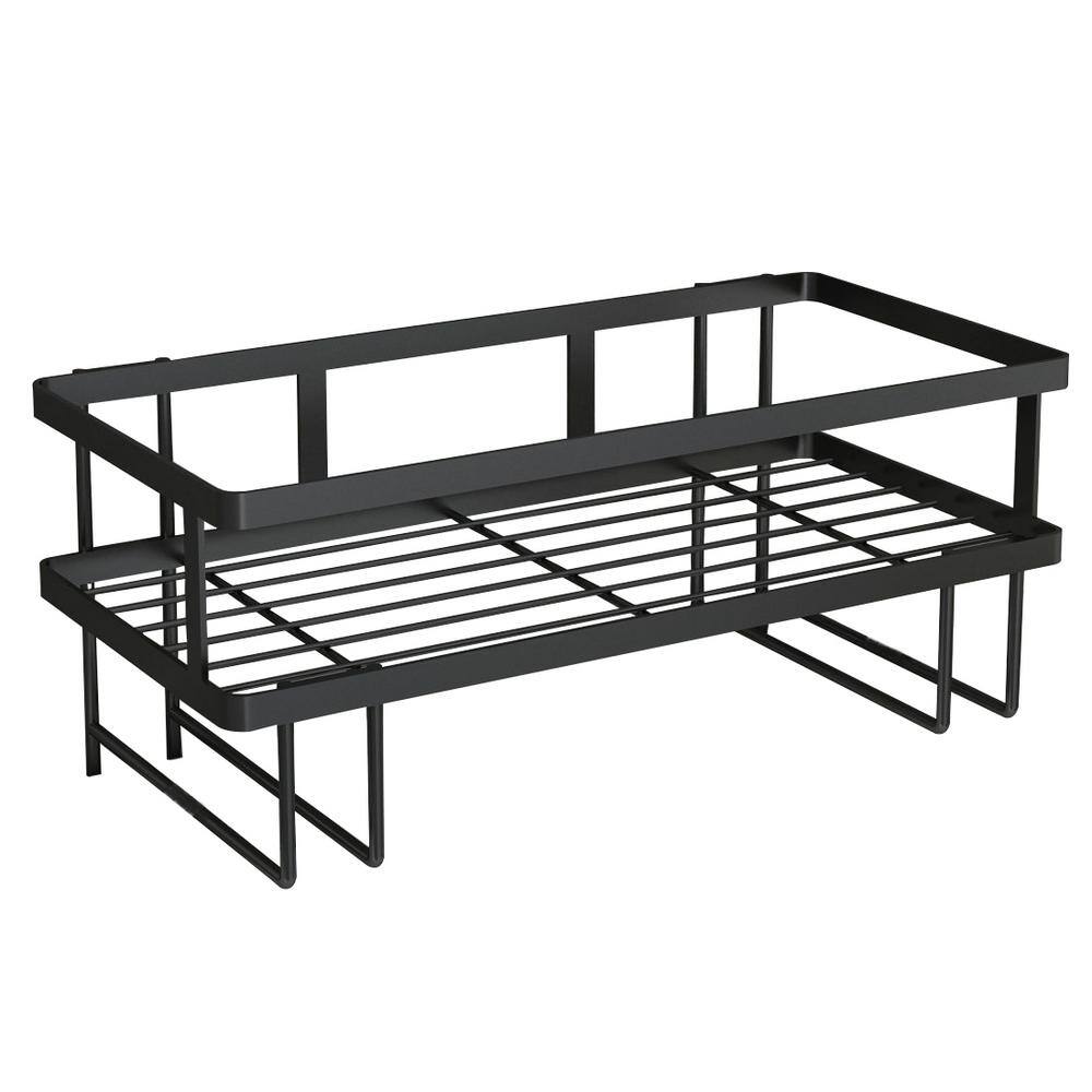 12.2 in. W x 5.9 in. H x 2.7 in. D Shower Caddy in Black Bathroom Shelf 1-Pack Wall Mounted Storage Organizer W-MAD-35