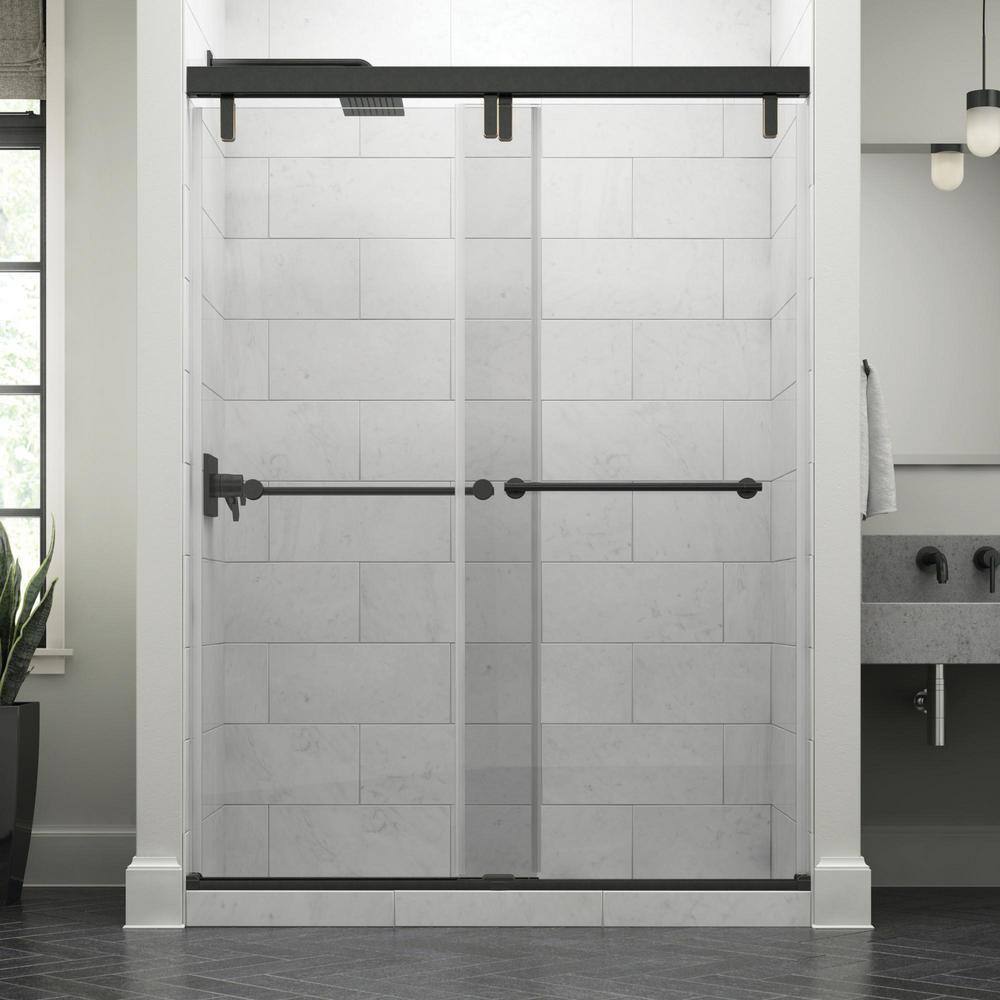 Delta Lyndall 60 x 71-12 in. Frameless Mod Soft-Close Sliding Shower Door in Bronze with 38 in. (10mm) Clear Glass SD3442285