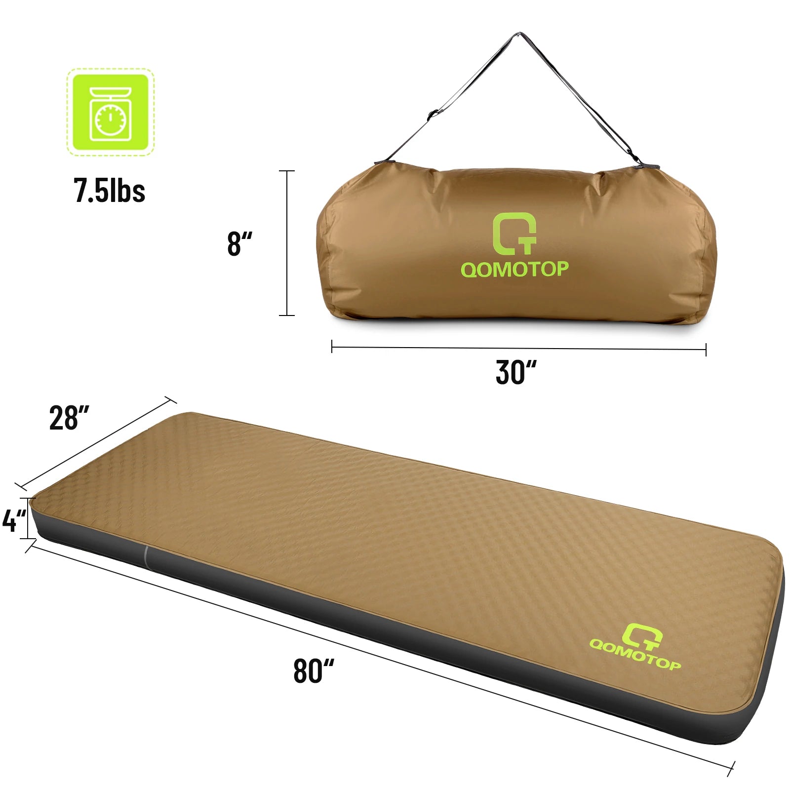 80¡±¡Á28¡± Self-Inflating Sleeping Pad QTSID1