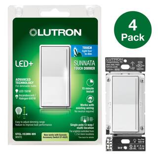 Lutron Sunnata Touch Dimmer Switch for LED Bulbs 150-Watt LED3 Way or Multi Location White (STCL-4PKMH-WH) (4-Pack) STCL-4PKMH-WH