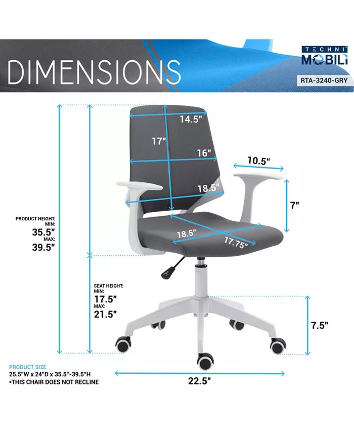 RTA Products Techni Mobili Mid Back Chair