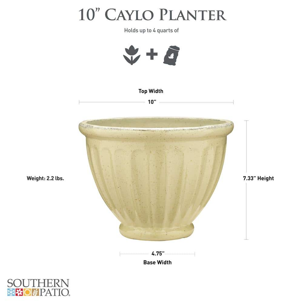 Southern Patio 15 in. Caylo Planter 19 in. Caylo Planter 16 in. Sydney Bowl Resin Composite Patio Pack (Pack of 3) HDP-046967PP