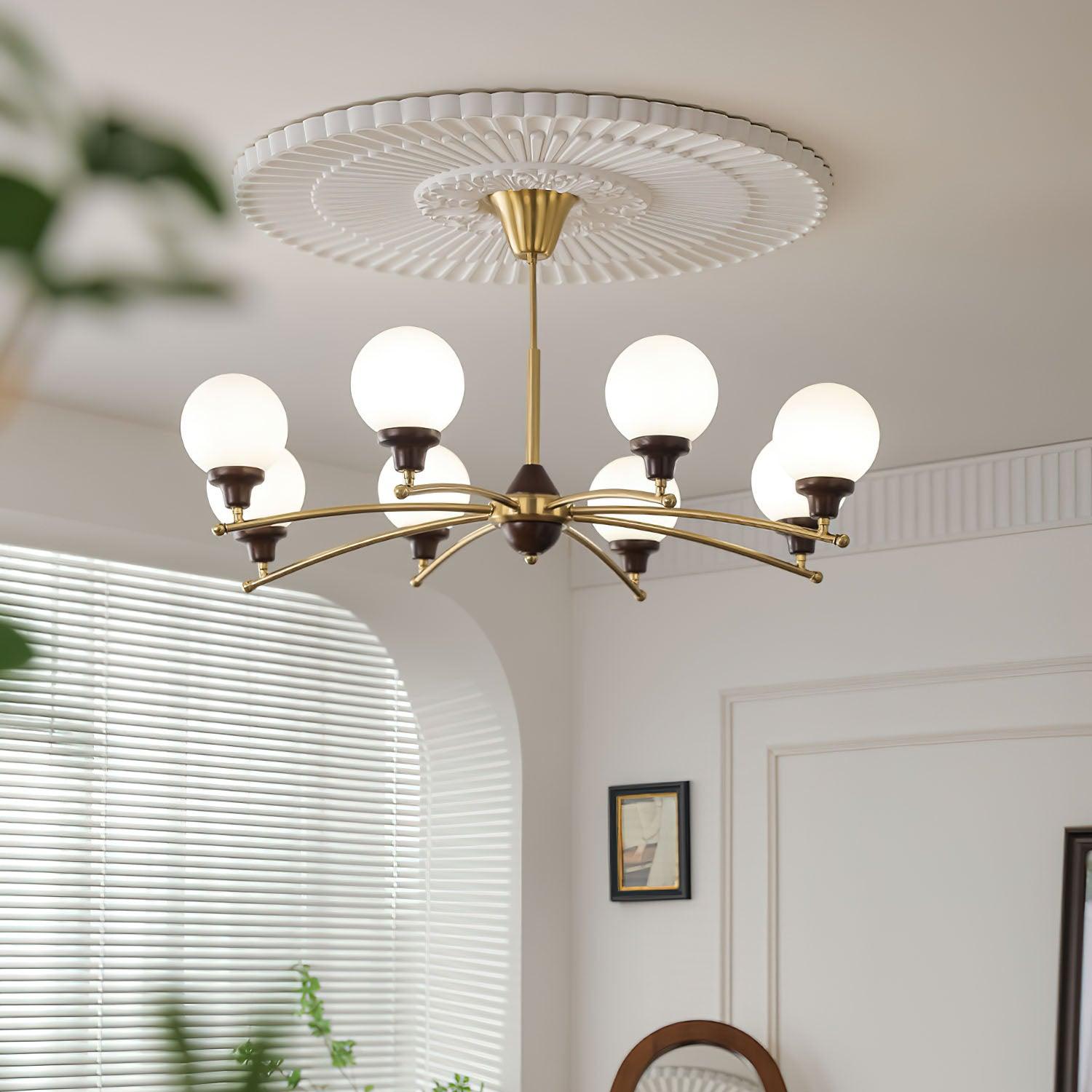 Walnut Glass Ball Chandelier