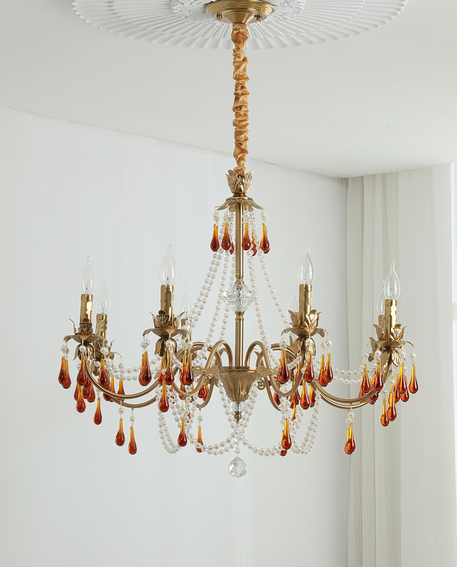 Aureate Amber Crystal Chandelier