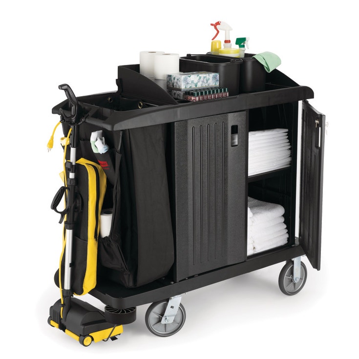 Rubbermaid FG619200BLA Compact Housekeeping Cart With