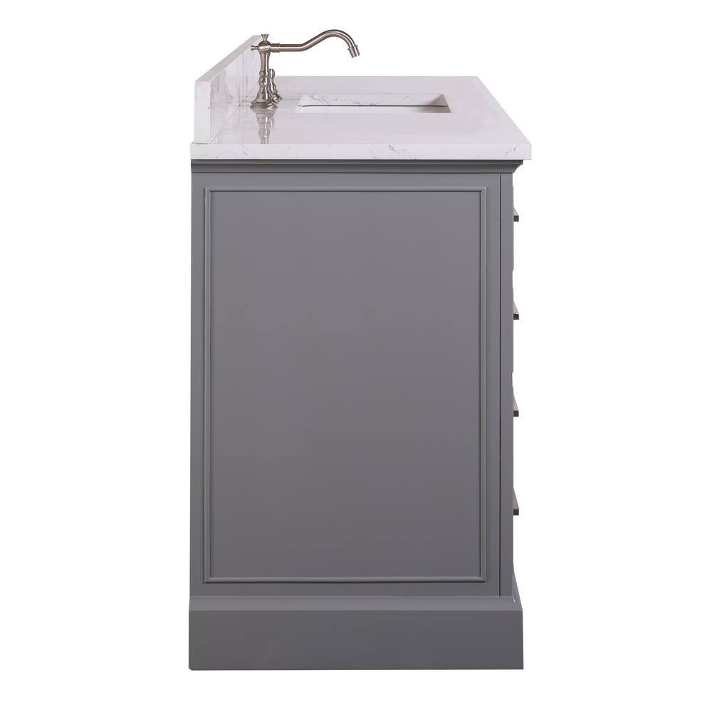 SUDIO Thompson 60 in. W x 22 in. D Bath Vanity in Gray with Engineered Stone Vanity Top in Carrara White with White Basin Thompson-60G-S