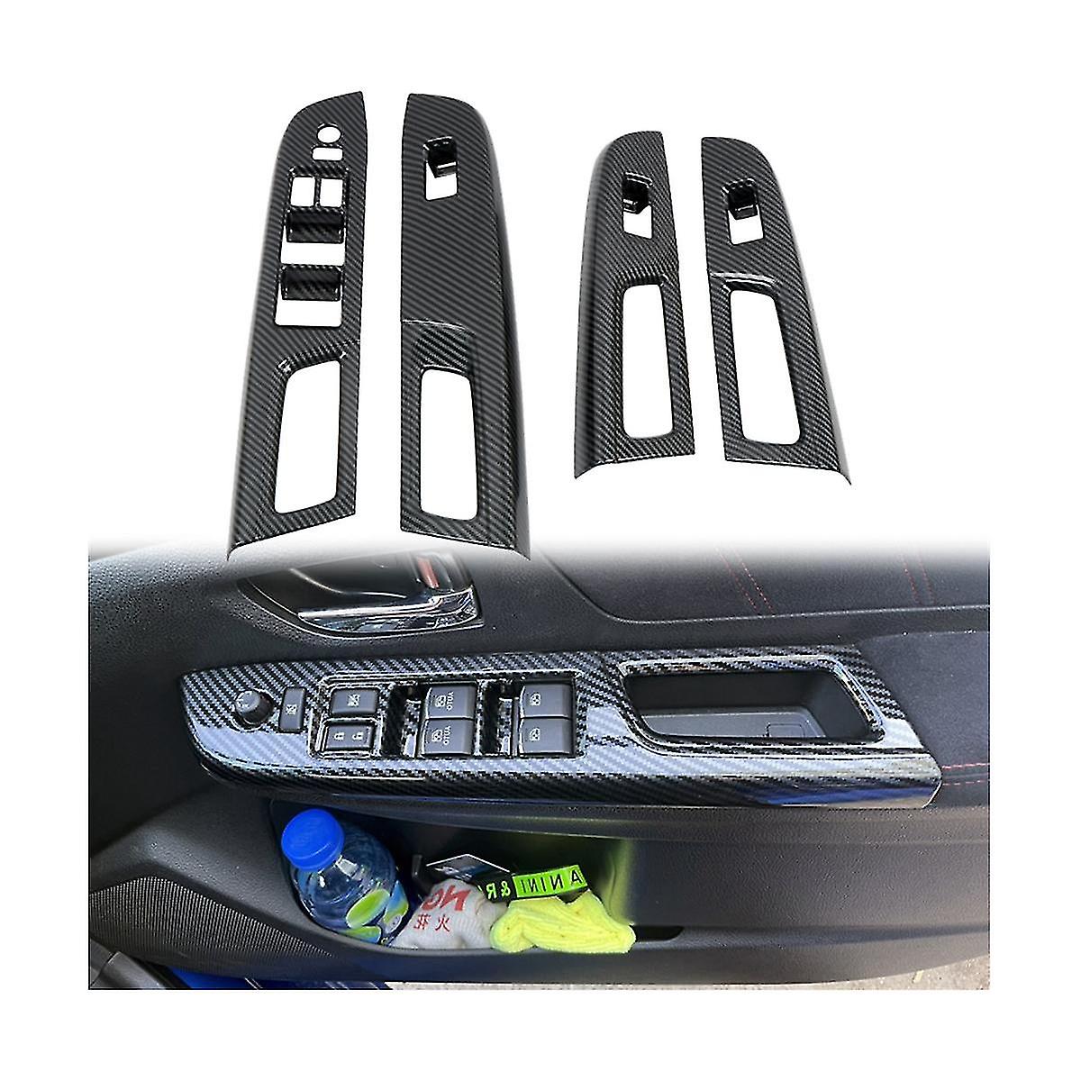 Car Carbon Fiber Window Glass Lift Button Trim Switch Cover Door Armrest Panel For / 2015-2020 Rhd