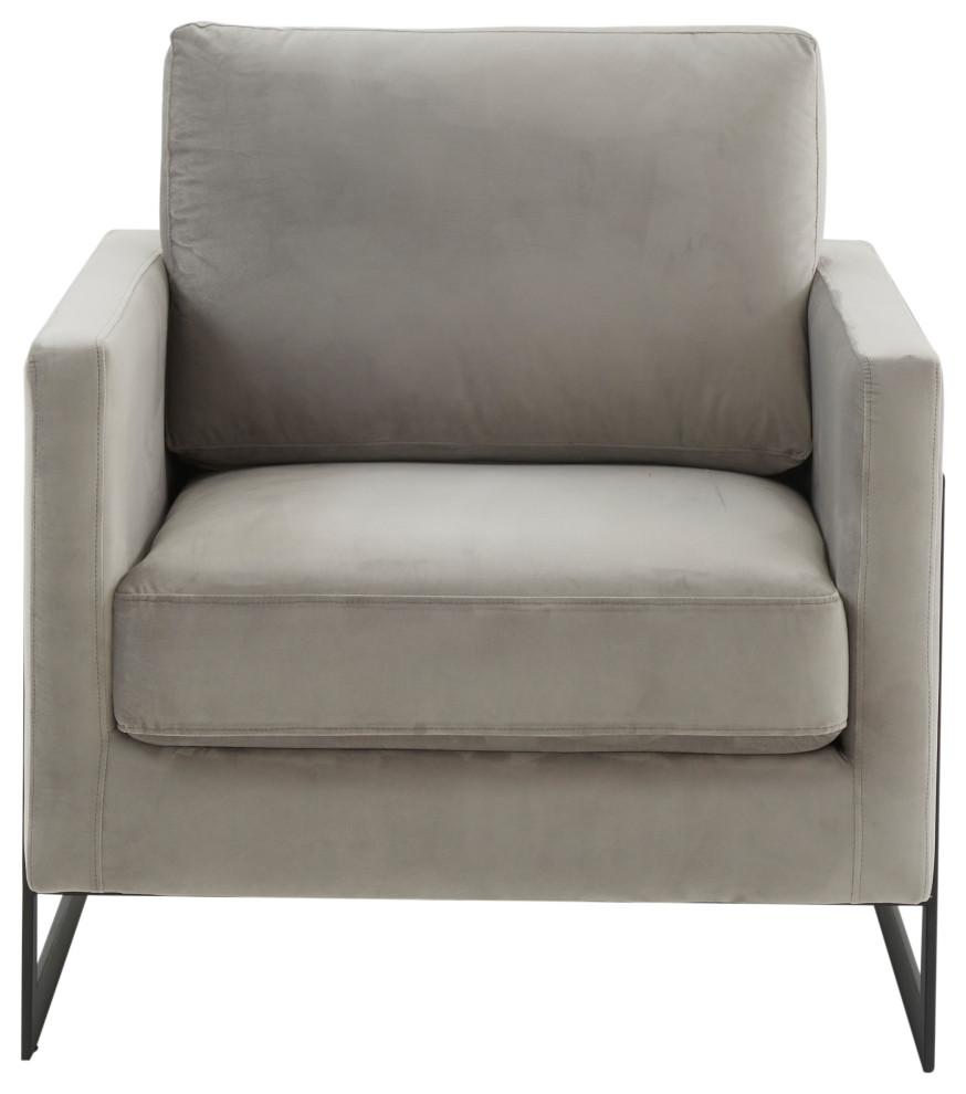 LeisureMod Lincoln Modern Velvet Arm Chair With Black Steel Frame   Transitional   Armchairs And Accent Chairs   by LeisureMod  Houzz