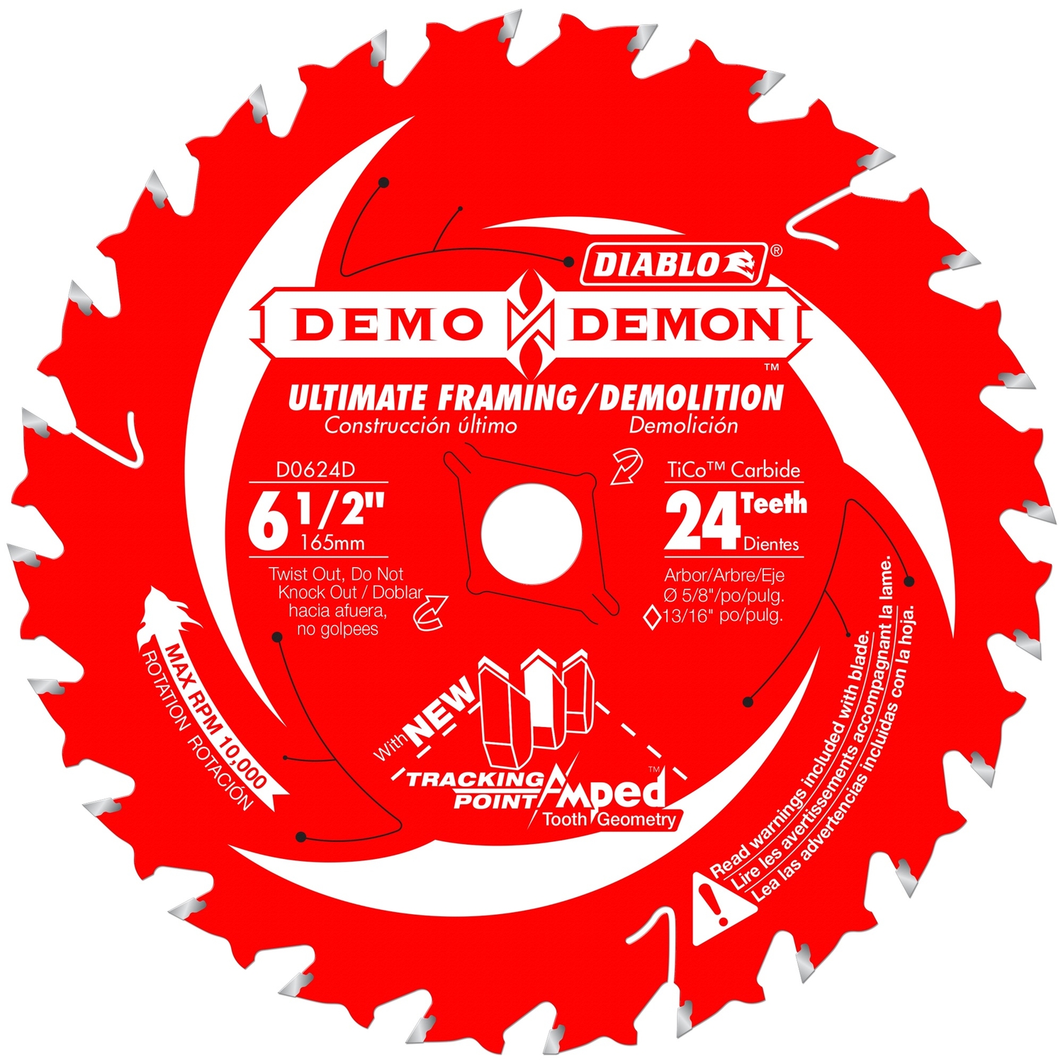 Diablo 6-1/2 in. D X 5/8 in. Framing/Demolition TiCo Hi-Density Carbide Saw Blade 24 teeth 1 pc