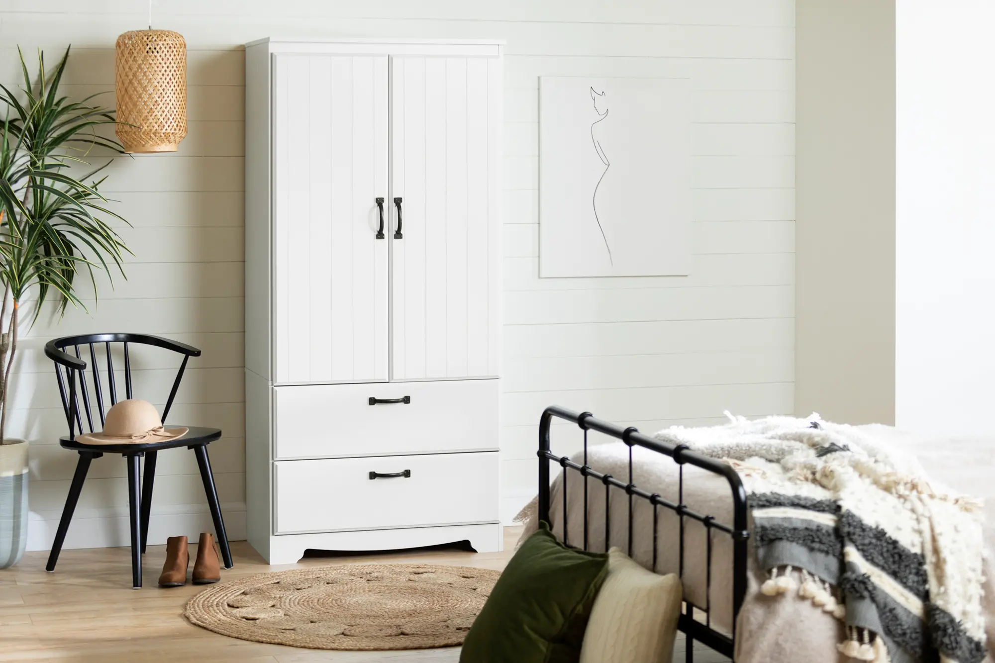 Cottage White Wardrobe Armoire - South Shore