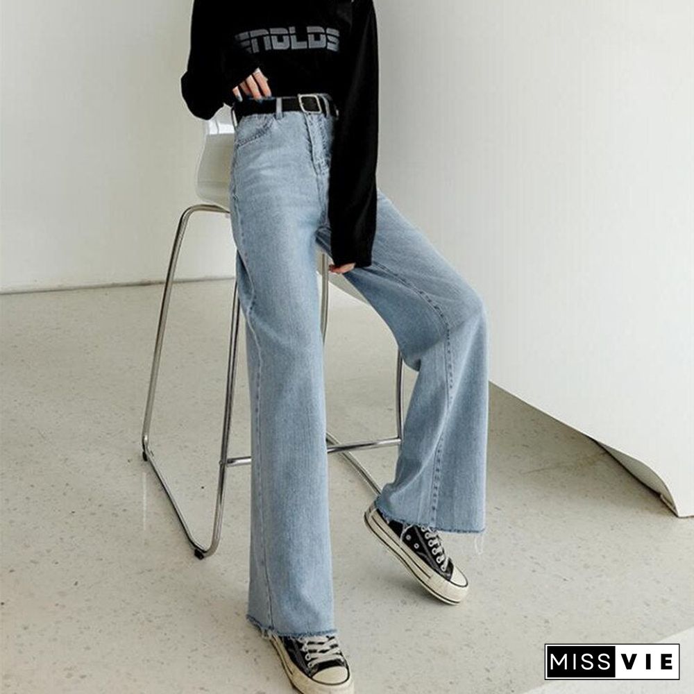 Woman Jeans High Waist Clothes Wide Leg Denim Clothing Blue Streetwear Vintage Quality Fall Fashion Harajuku Straight Pants