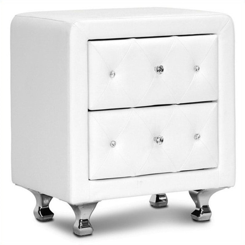 Kingfisher Lane Tufted Nightstand in White