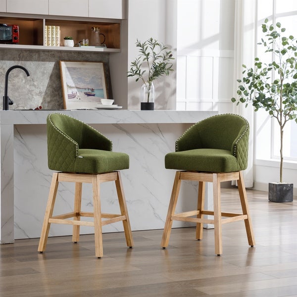 360 Degree Swivel Counter Height Bar Stools with Footrest Set of 2