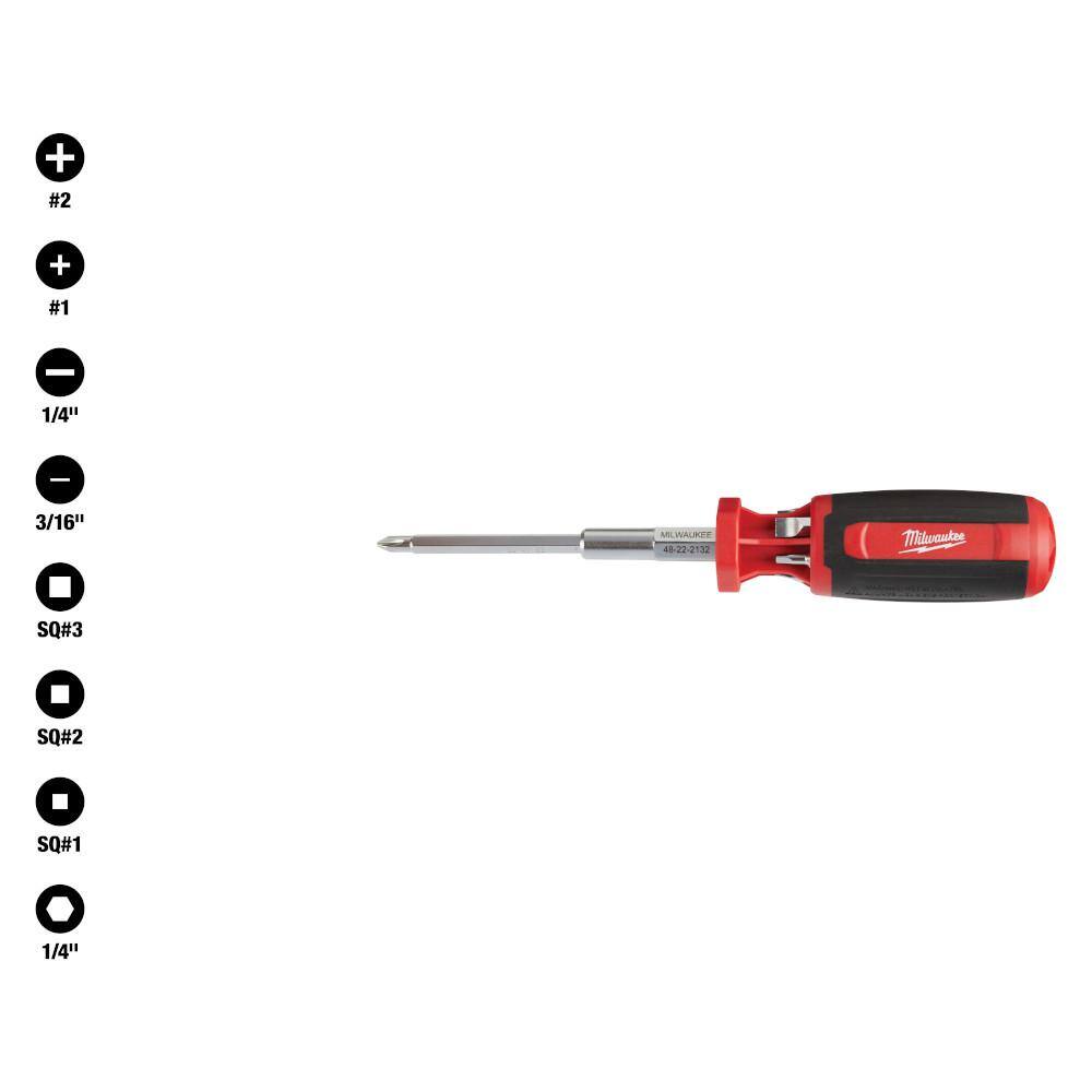 MW 9-in-1 Square Drive Multi-Bit Screwdriver 48-22-2132