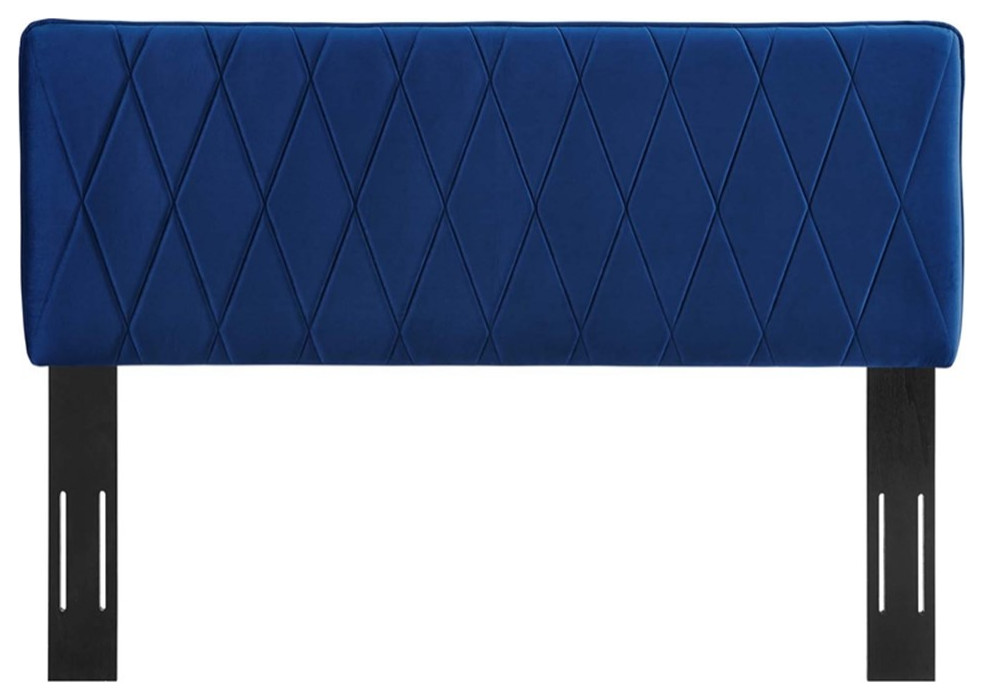 Modway Leila Modern Performance Velvet Full/Queen Headboard in Navy   Contemporary   Headboards   by Homesquare  Houzz