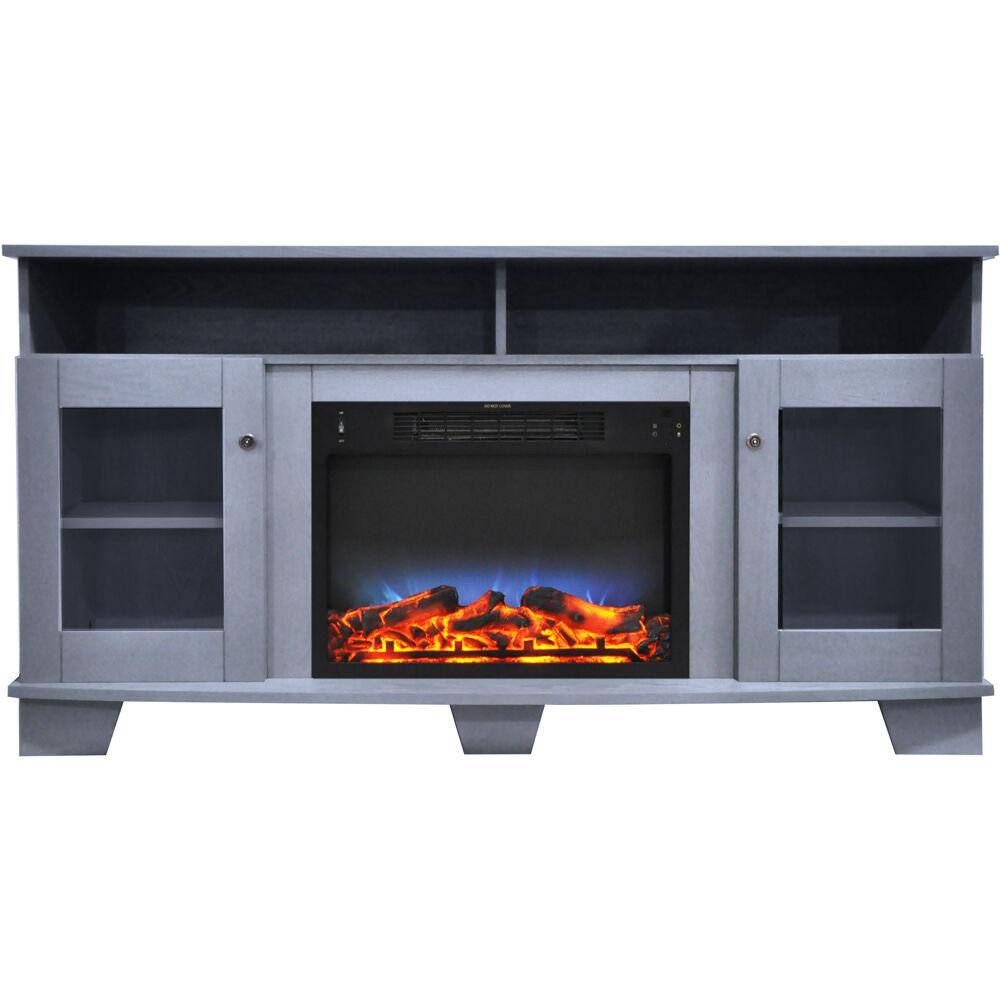 Cambridge Savona 59 in. Electric Fireplace with Multi-Color LED Flame Display in Blue CAM6022-1SBLLED