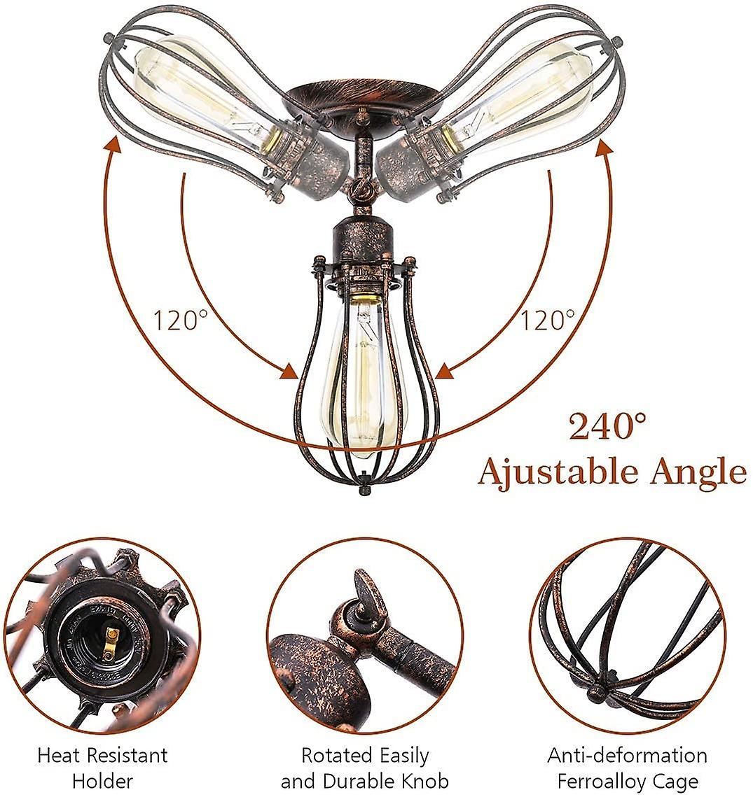 2 Pack Industrial Wall Sconce E27 Shade Cage Pendant Lamp Vintage Ceiling Light Indoor