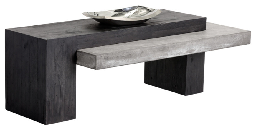 Yancy 2 Tone Wood and Concrete Coffee Table   Industrial   Coffee Tables   by Rustic Edge  Houzz