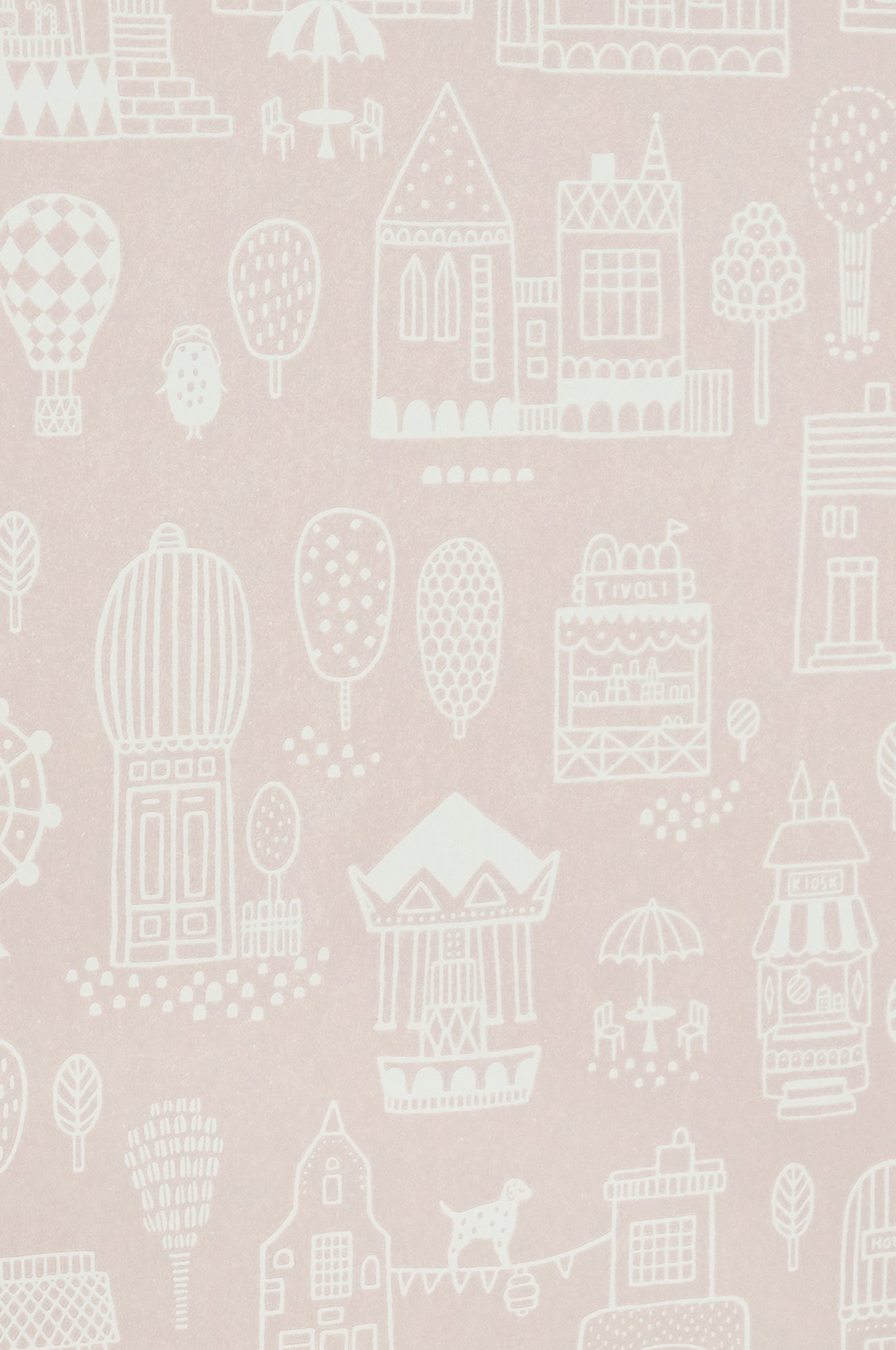 Little Town Pink Wallpaper