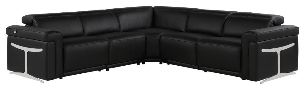 Giovanni 5 Piece 3 Power Reclining Italian Leather Sectional   Contemporary   Sectional Sofas   by Luxuriant Furniture  Houzz