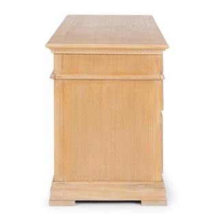 HOMESTYLES Manor House 56 in. Natural Wood 7-Drawer Pedestal Executive Desk 5504-18