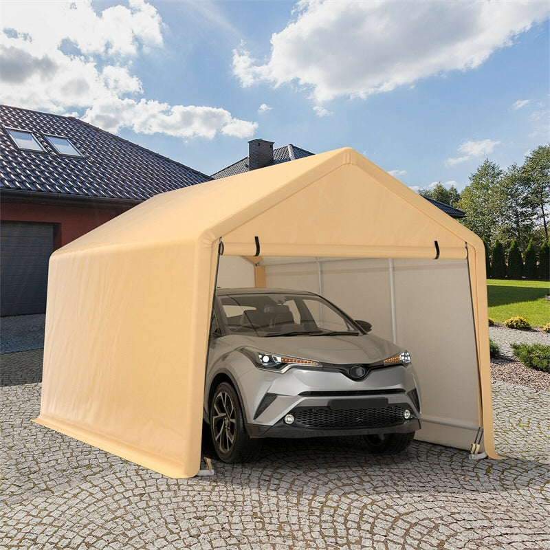 10.5' x 17' Heavy Duty Portable Carport Car Canopy Garage Tent with Roll-up Front Door