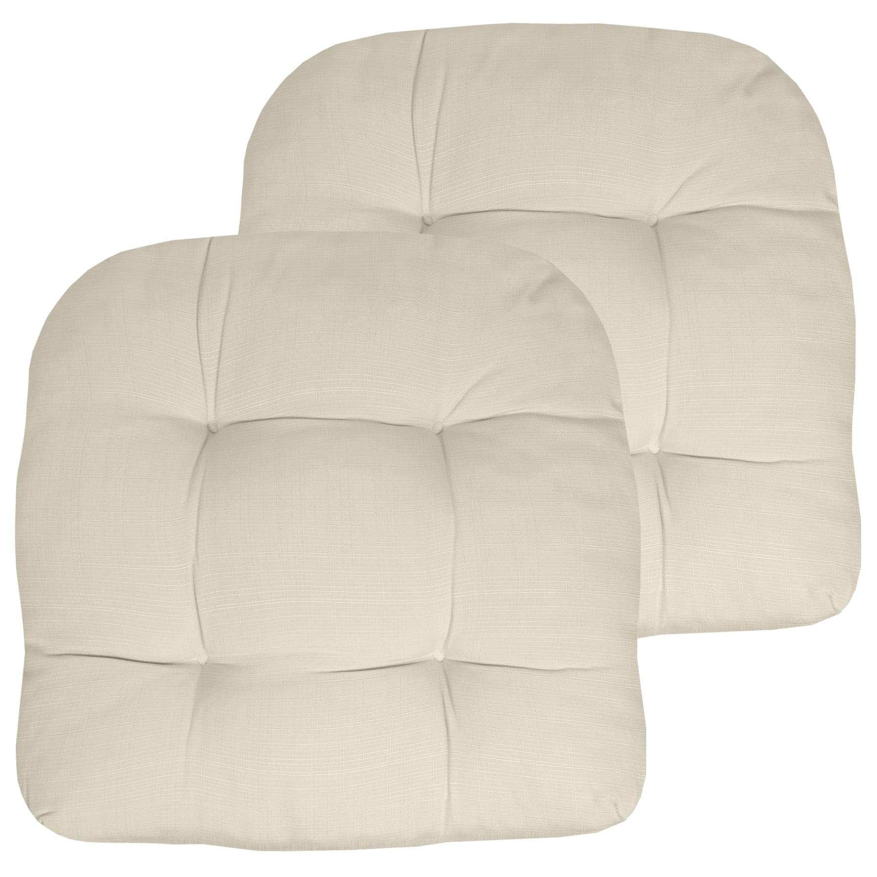 Indoor-Outdoor Reversible Patio Seat Cushion Pad 2-4-6-12 Pack 19" x 19" Cream