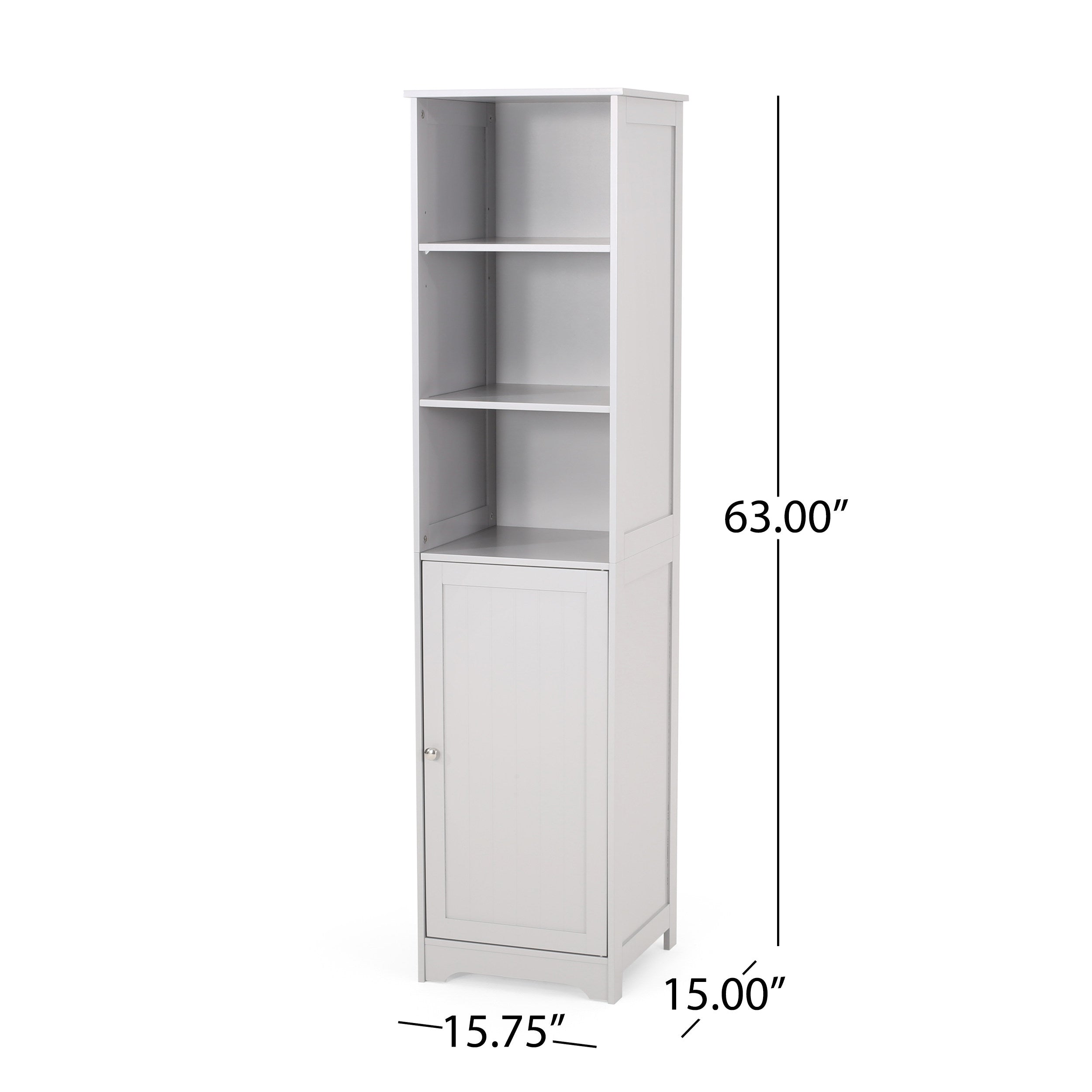 GDF Studio Schemkel Modern Free Standing Bathroom Storage Cabinet, Light Gray