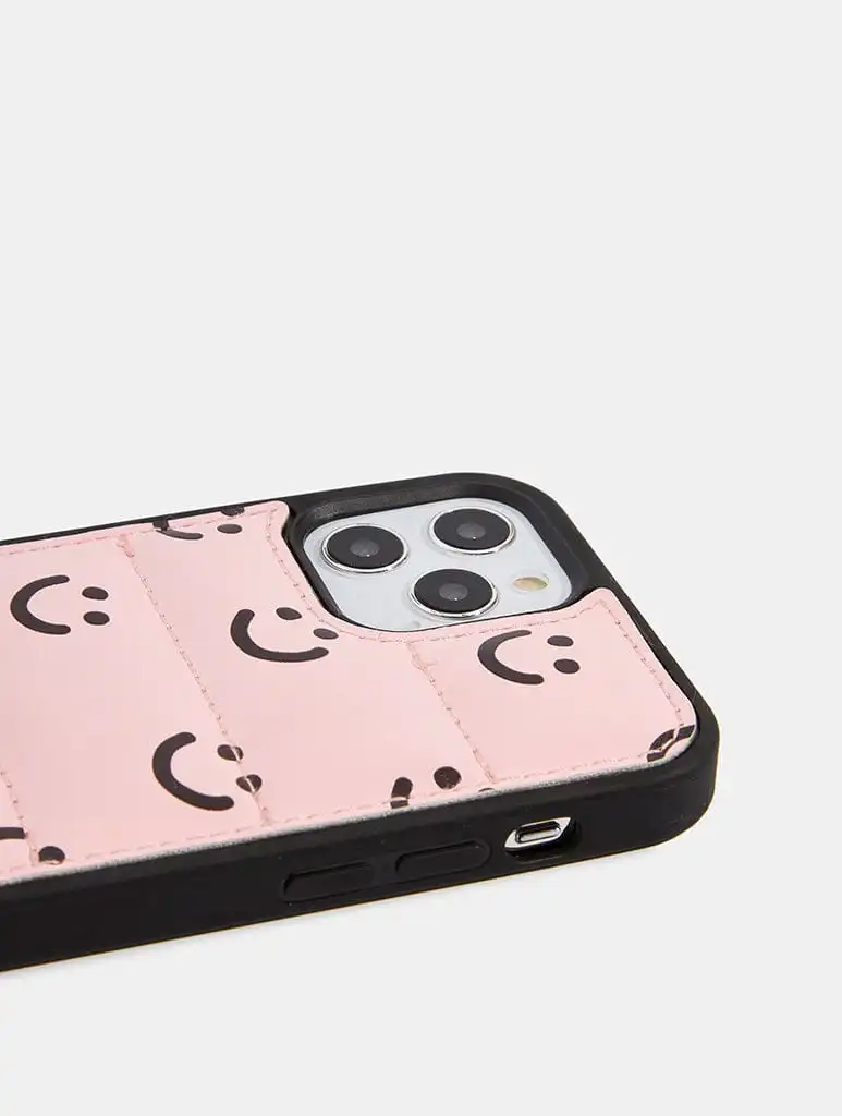 Pink Happy Face Puffer Case