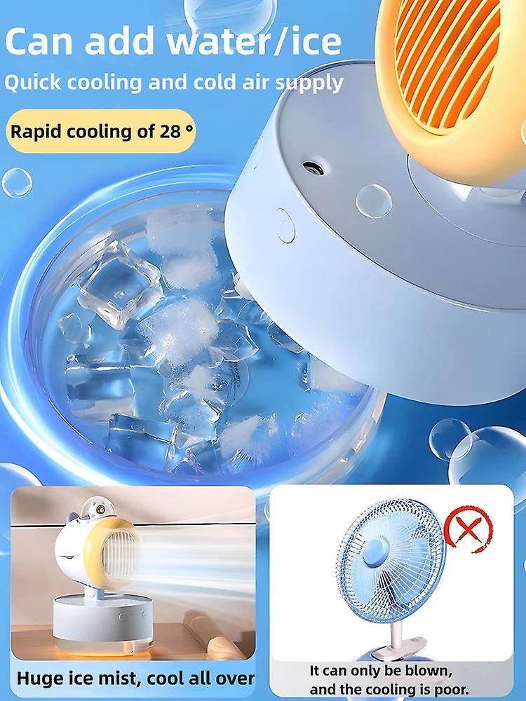 New Dumbo Humidified Water Cooling Fanusb Hand Charging Camping Fan Air Conditioner Fan Mini Gift Desktop Shaking Head Small Fan